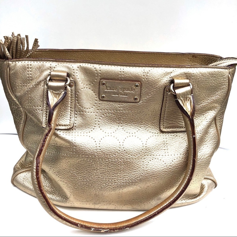 Kate Spade Metallic Gold Perforated Leather GUC